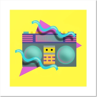 Retro Eighties Boom Box Graphic Posters and Art